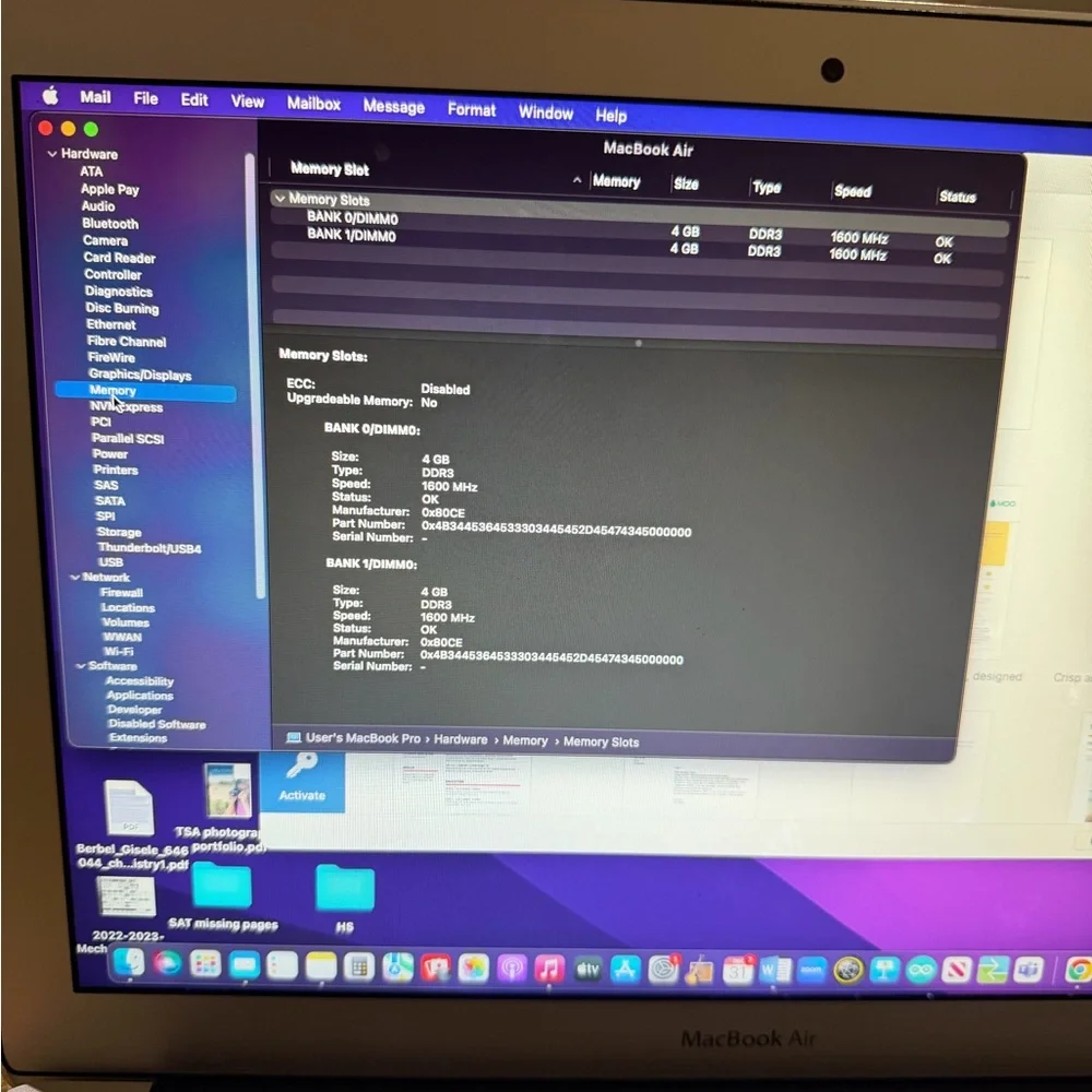 APPLE MACBOOK AIR A1466 13-EARLY-2015 i5-5250U@1.6GHz 8GB RAM 256GB NVMe macOS